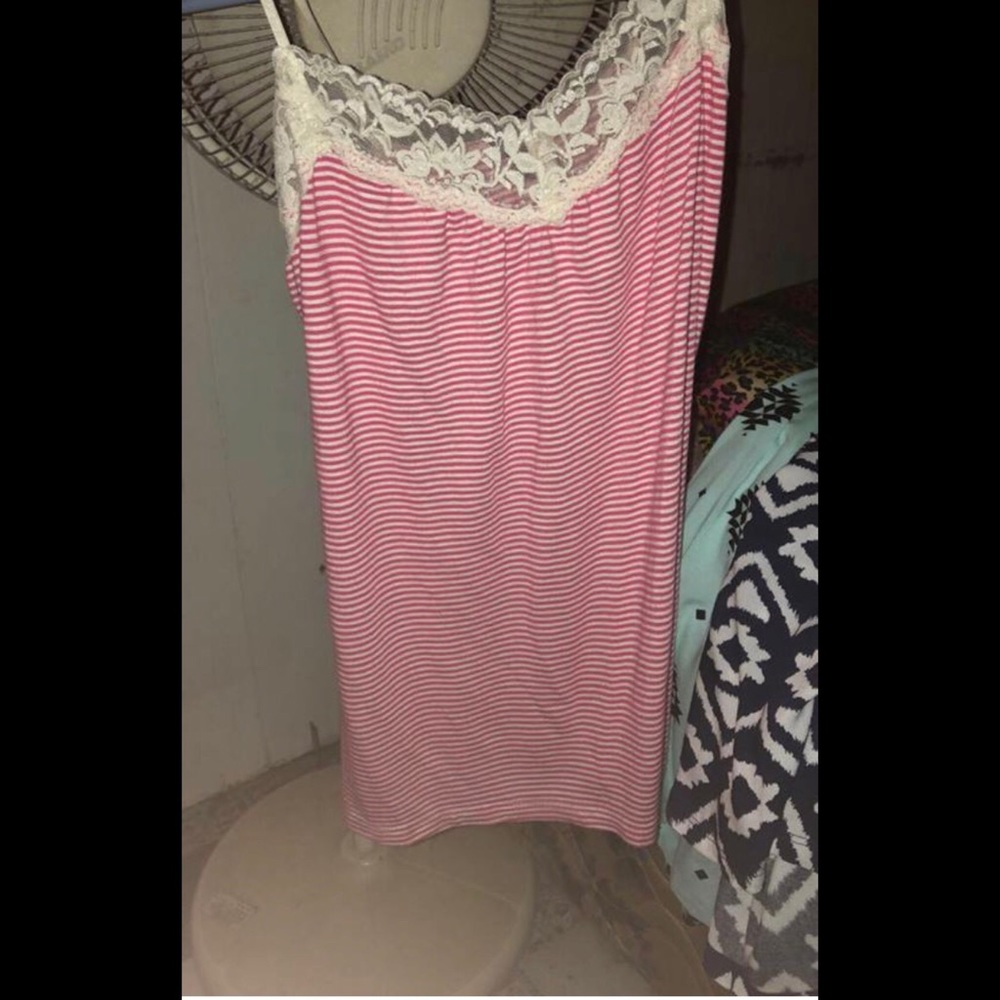 lace trim striped tank